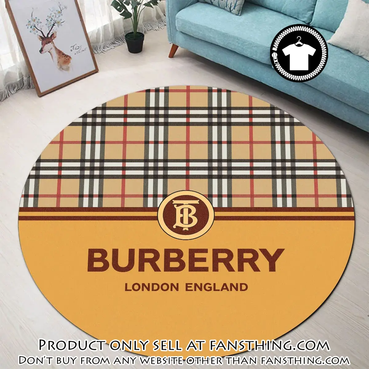 Burberry london england orange luxury brand fashion round rug carpet home decor special gift fst5557763